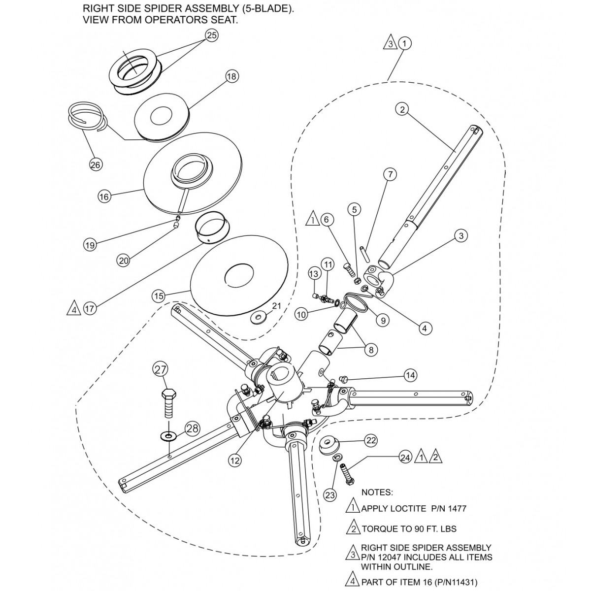 HTH — 5-Blade Spider (Right) Assembly Parts By Multiquip Whiteman